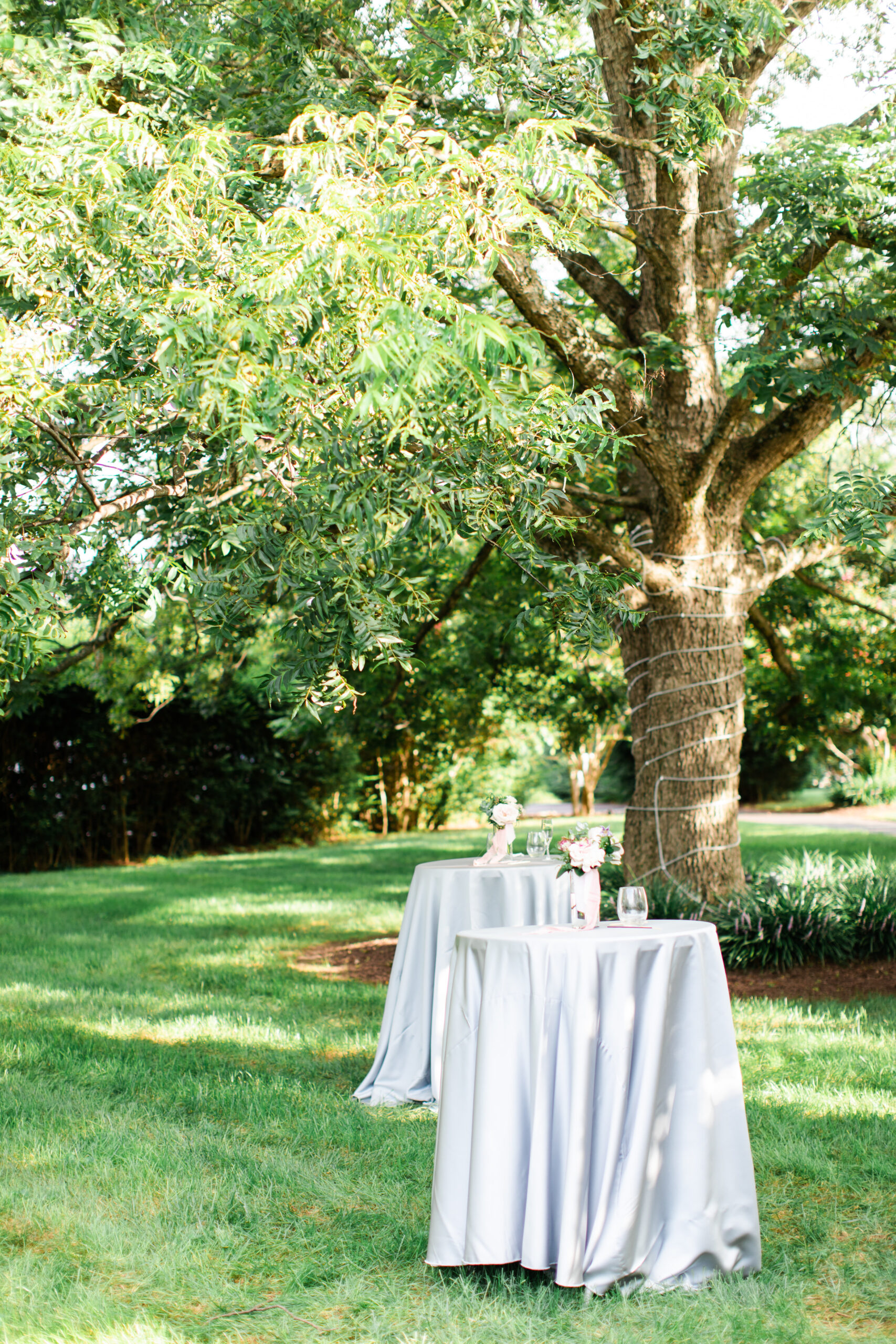 Tables set up for a wedding